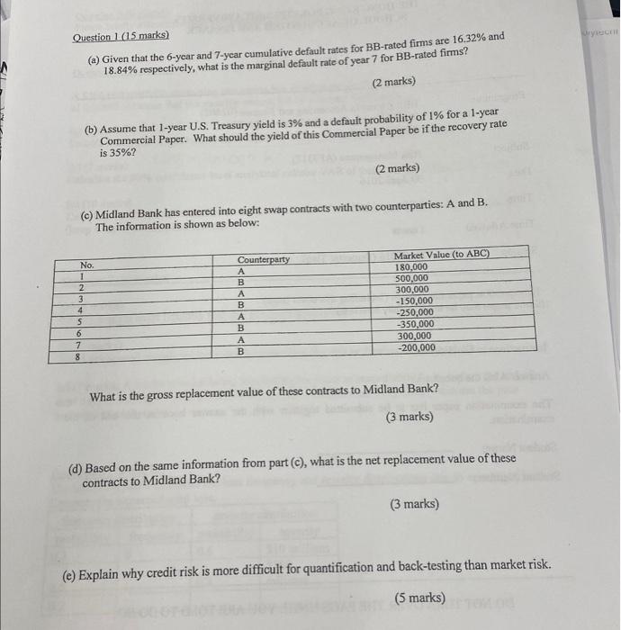 Solved Question 1 (15 marks) (a) Given that the 6-year and | Chegg.com