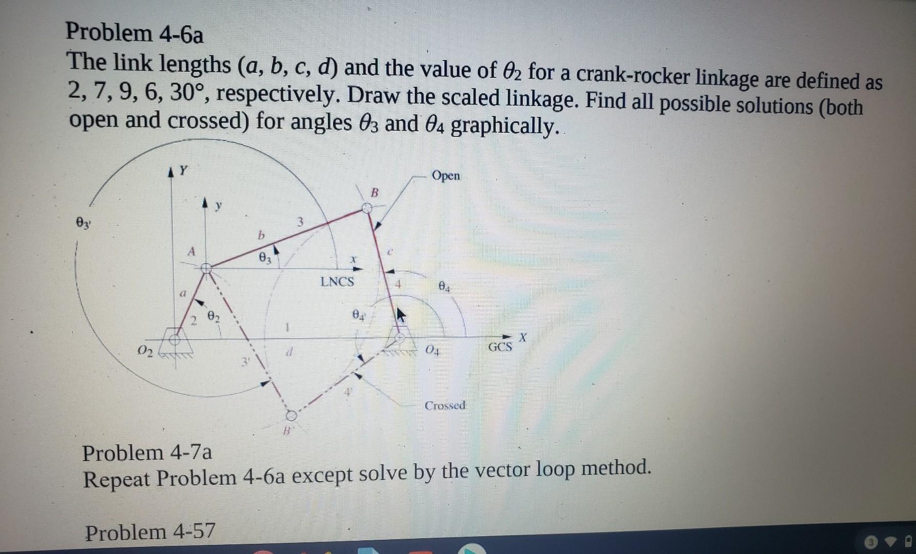 Solved Problem 4-6a The Link Lengths (a, B, C, D) And The | Chegg.com