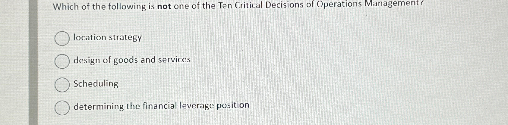 Solved Which Of The Following Is Not One Of The Ten Critical | Chegg.com