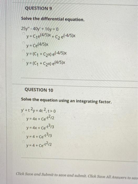 Solved QUESTION 1 Which of the following functions solves | Chegg.com