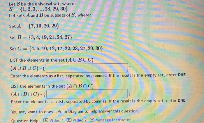 Solved Let S Be The Universal Set Where S 1 2 3 Chegg Solved Let S Be The Universal Set Where S 1 2 3 Chegg