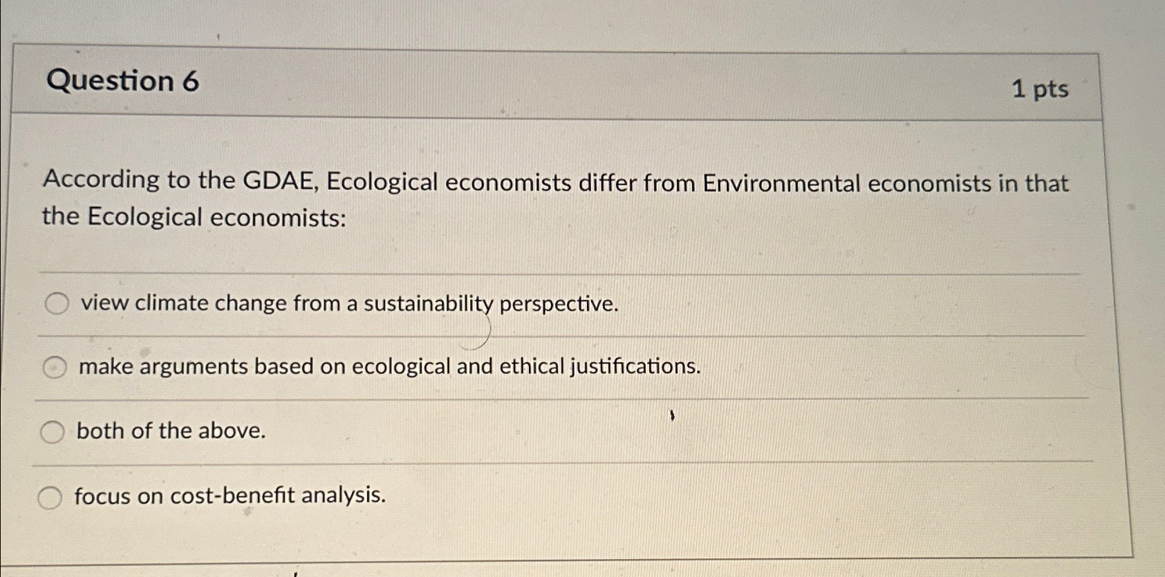 Solved Question 61ptsAccording to the GDAE, Ecological | Chegg.com