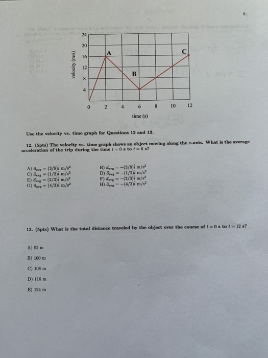 Solved velocity (m/s) 0 2 4 6 8 10 12 time (s) Use the | Chegg.com