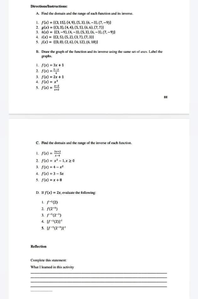 Solved Directions Instructions A Find The Domain And The Chegg Com