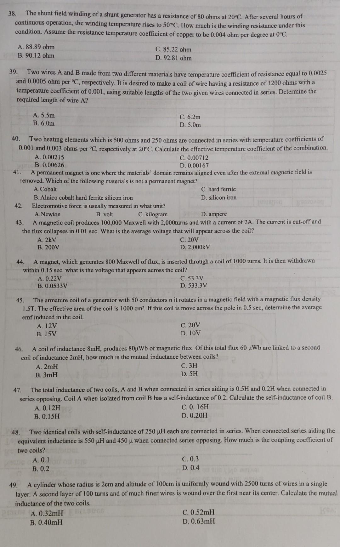 Solved 1. The energy (Wo) stored in a coil is dependent in