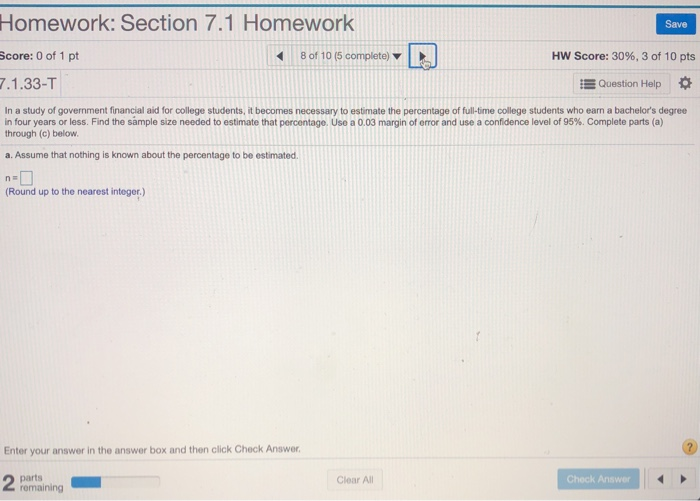 Solved Homework: Section 7.1 Homework Save Score: 0 of 1 pt | Chegg.com