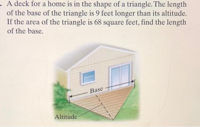 Solved • A deck for a home is in the shape of a triangle. | Chegg.com