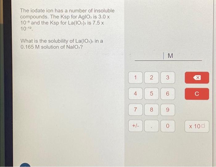 Solved the iodate ion has a number of insoluble compounds chegg