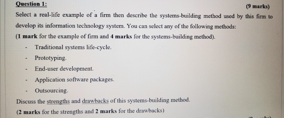 Solved Question 1: (9 marks) Select a real-life example of a | Chegg.com