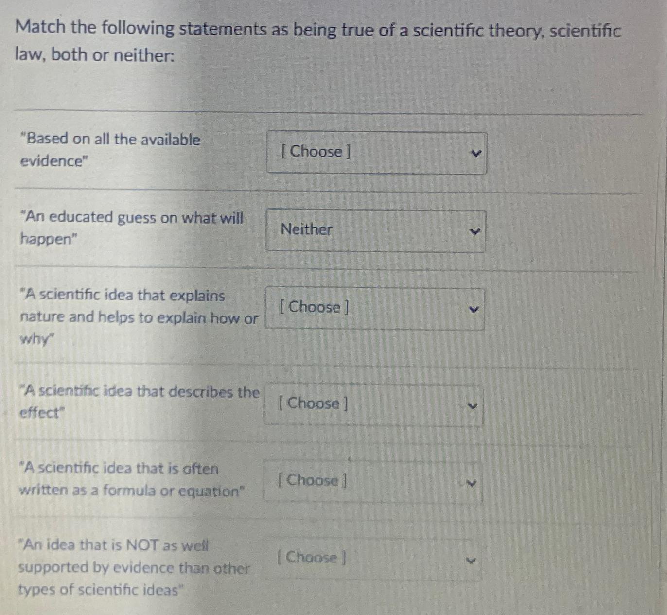 Solved Match the following statements as being true of a | Chegg.com