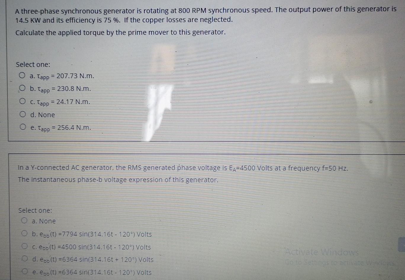 Solved A three-phase synchronous generator is rotating at | Chegg.com