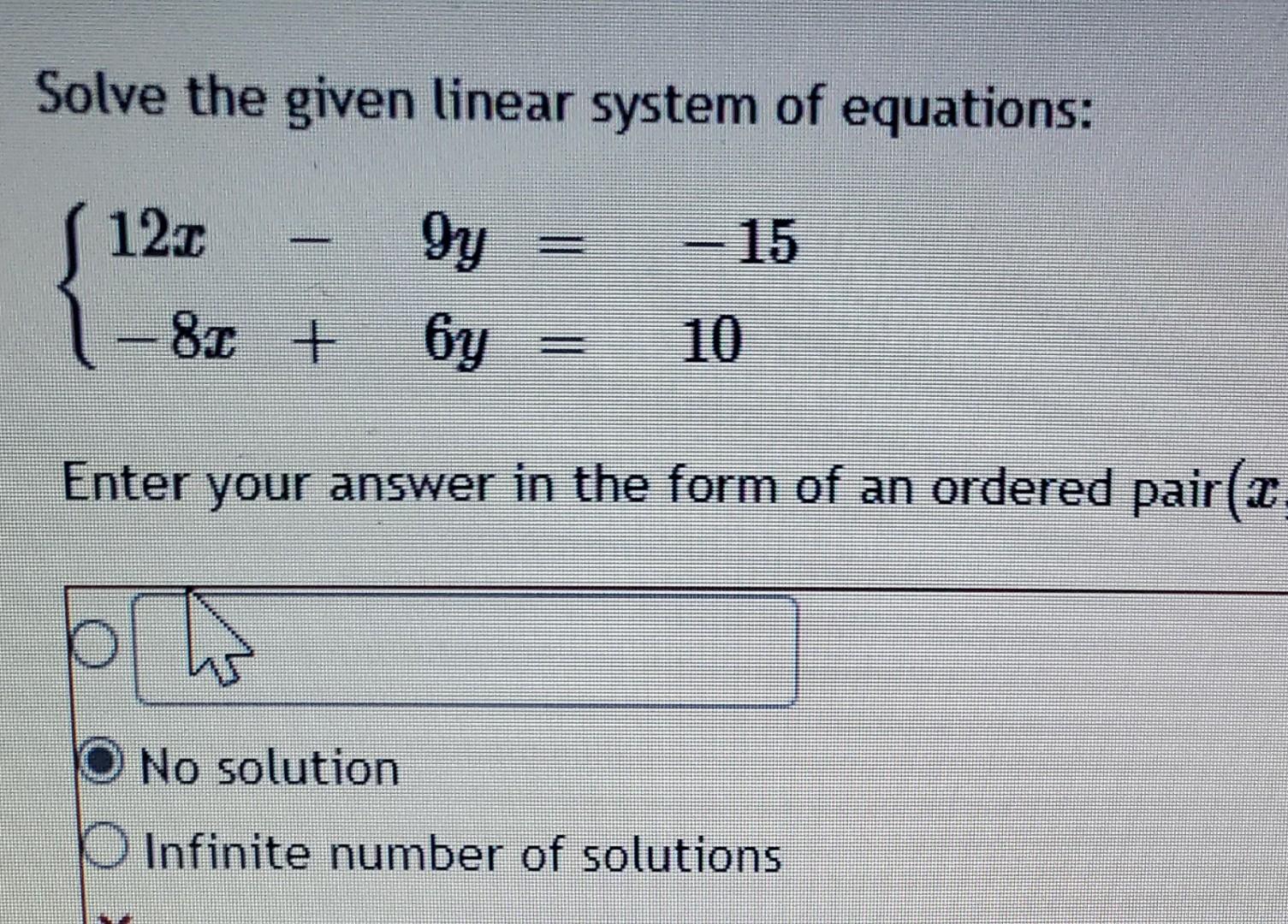 Solved Solve the given linear system of equations: 12c gy - | Chegg.com