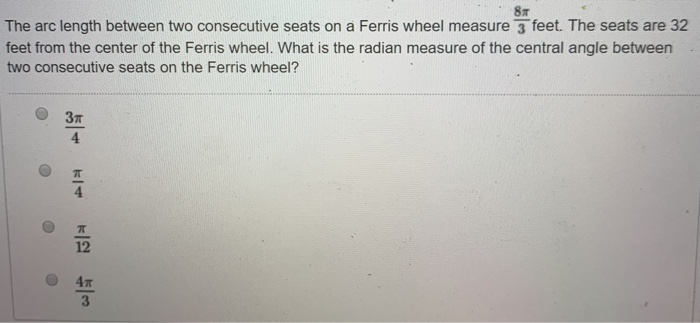 Solved The Arc Length Between Two Consecutive Seats On A Chegg
