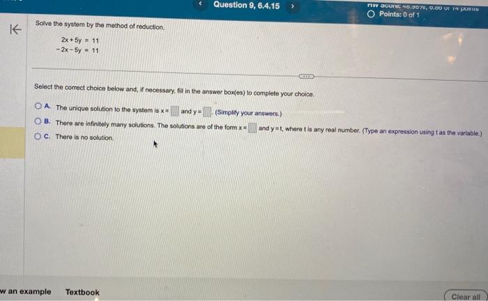 Solved Solvo the system by the method of reduction. | Chegg.com