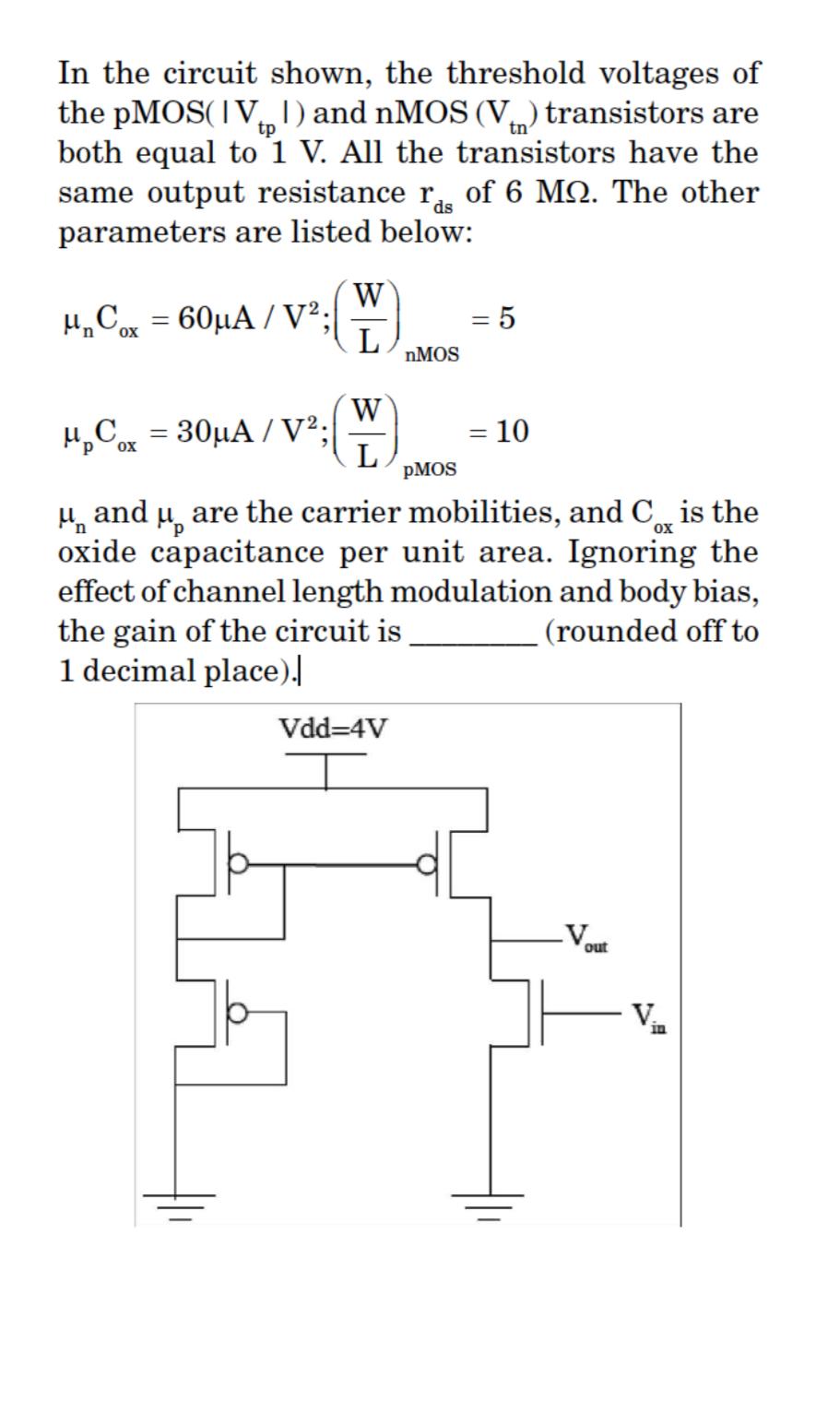 Solved In The Circuit Shown, The Threshold Voltages Of The | Chegg.com