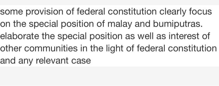 Solved Some Provision Of Federal Constitution Clearly Focus Chegg Com