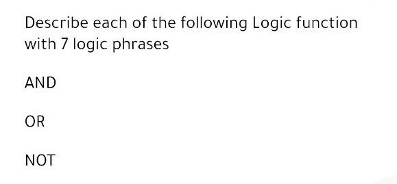Solved Describe each of the following Logic function with 7 | Chegg.com