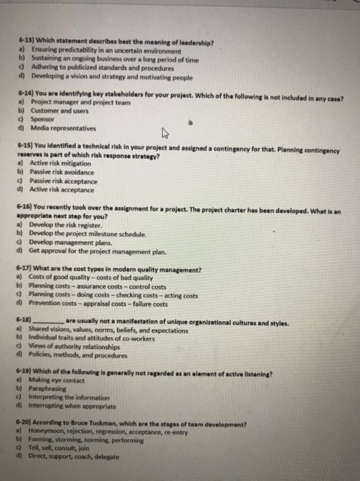 Solved 6-18) Which statement describes best the meaning of | Chegg.com