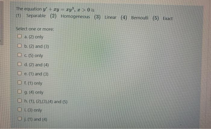 The Equation Y Xy Xy 3 0 Is 1 Separable Chegg Com