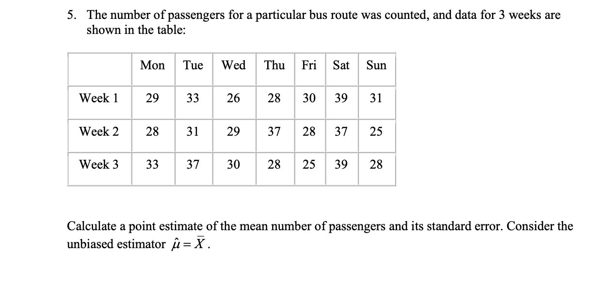 Solved The number of passengers for a particular bus route | Chegg.com