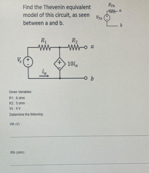 Solved Find the Thevenin equivalent model of this circuit, | Chegg.com