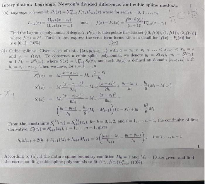Solved Interpolation: Lagrange, Newton's divided difference, | Chegg.com