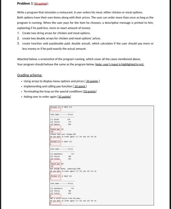Solved Write a program that simulates a restaurant. A user | Chegg.com