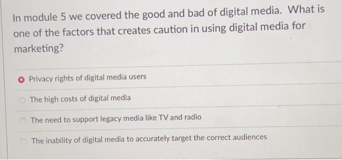 Solved In module 5 we covered the good and bad of digital | Chegg.com