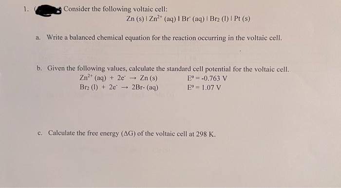 Solved Consider The Following Voltaic Cell: | Chegg.com