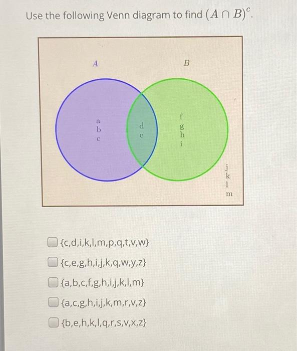 Solved Use The Following Venn Diagram To Find An B А B F