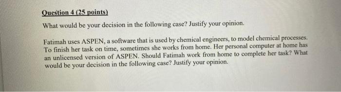 Solved Question 4 (25 points) What would be your decision in | Chegg.com