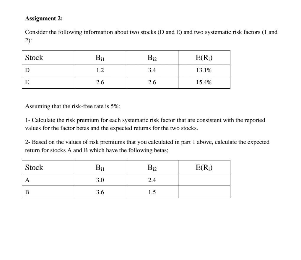 Solved Consider The Following Information About Two Stocks | Chegg.com