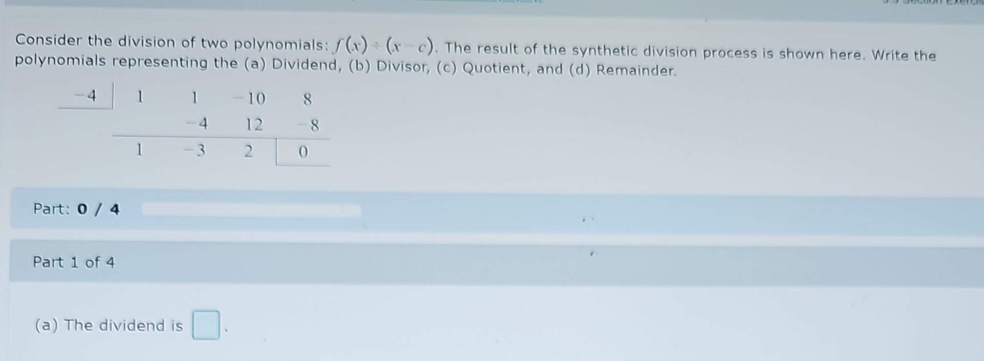 Solved part 1 The dividend is... part 2. The divisor | Chegg.com