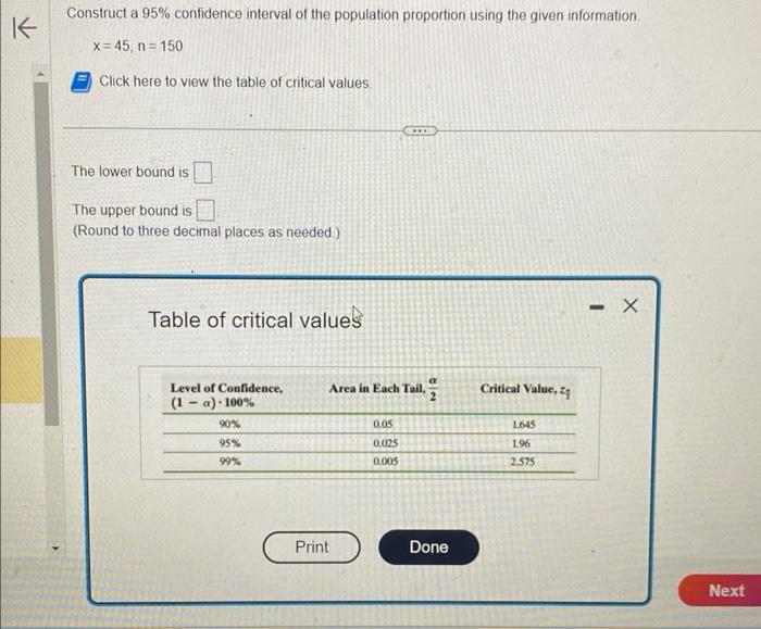 Solved Construct a 95% confidence interval of the population | Chegg.com