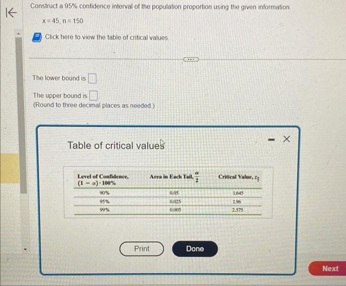 Solved Construct A 95% Confidence Interval Of The Population | Chegg.com