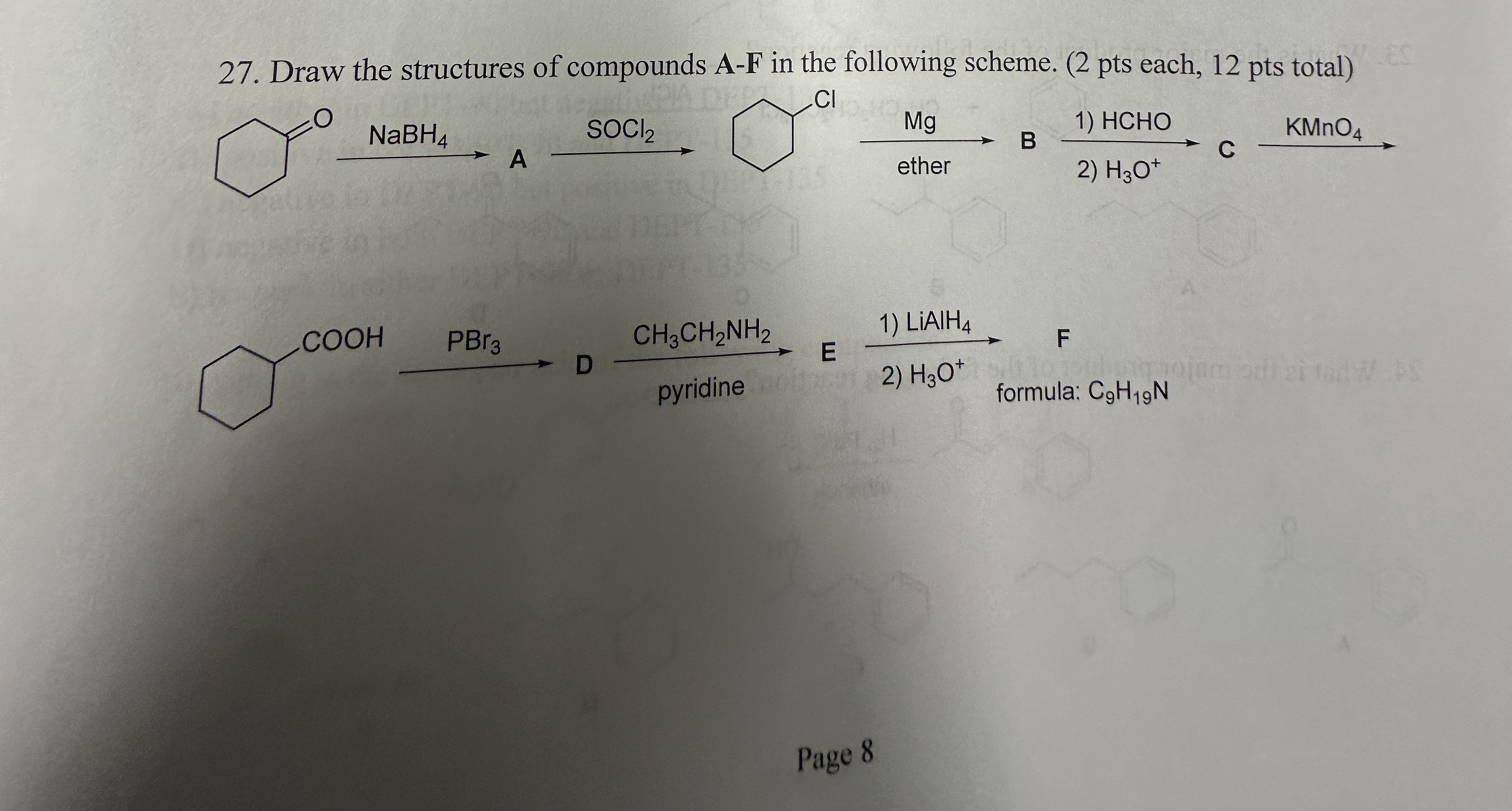 Solved Draw the structures of compounds A-F in the following | Chegg.com