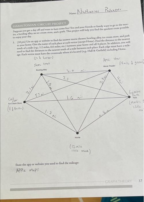 Solved Name Nathaniel Palazzuto HAMILTONIAN CIRCUIT PROJECT | Chegg.com