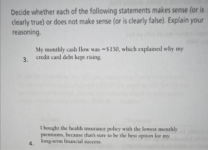 Solved Decide Whether Each Of The Following Statements Makes | Chegg.com