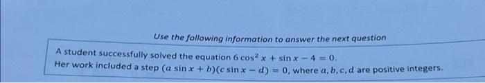 Solved Use the following information to answer the next | Chegg.com