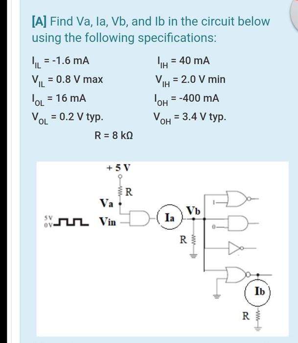 Solved [A] Find Va, Ia, Vb, and Ib in the circuit below | Chegg.com