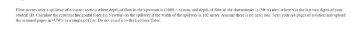 Solved Flow occurs over a spillway of constant section where | Chegg.com