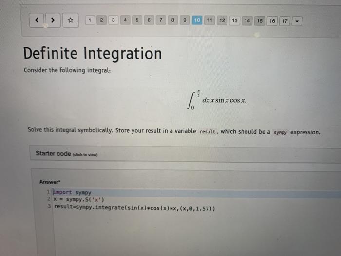 Solved > 1 2 3 4 5 6 7 8 9 10 11 12 13 14 15 16 17 Definite | Chegg.com