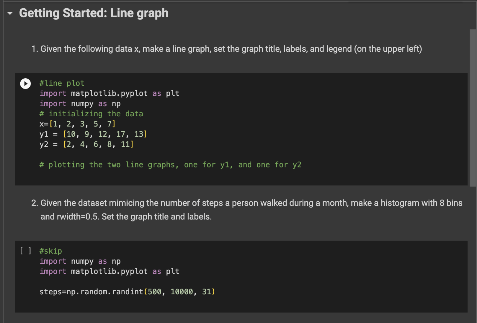 Solved 1. Given the following data x, make a line graph, set | Chegg.com