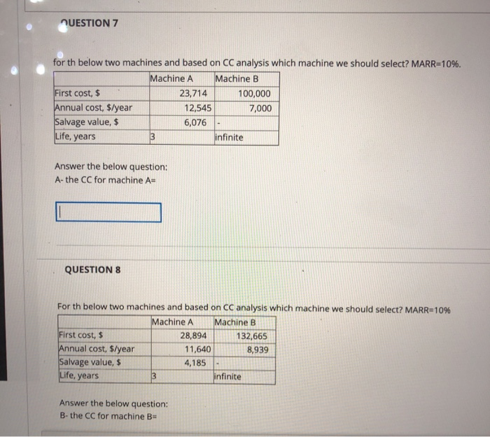 Solved UESTION 7 for th below two machines and based on CC | Chegg.com
