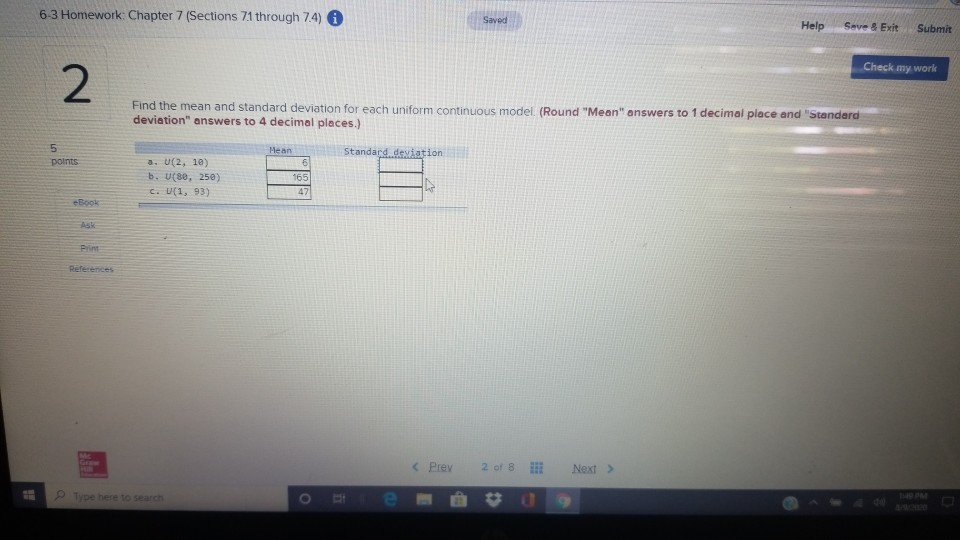 Solved 6-3 Homework: Chapter 7 (Sections 71 through 7.4) | Chegg.com