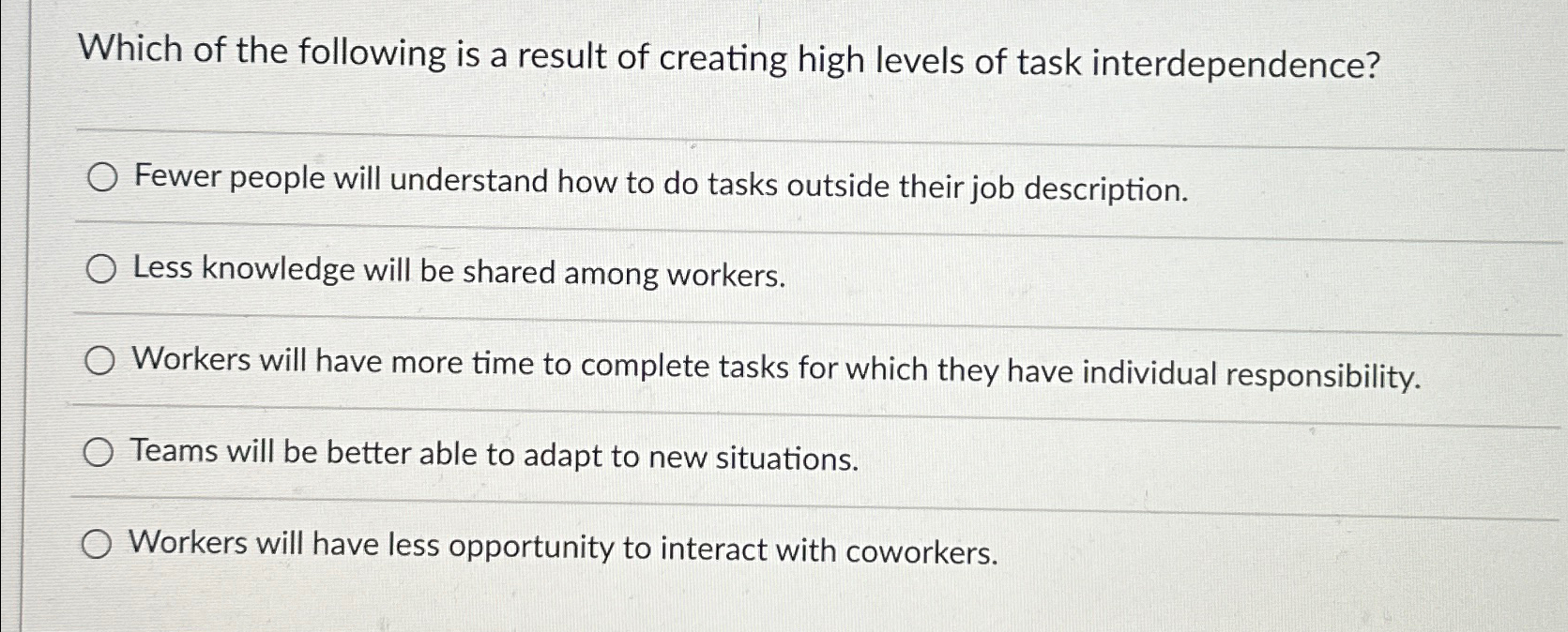 Solved Which of the following is a result of creating high | Chegg.com