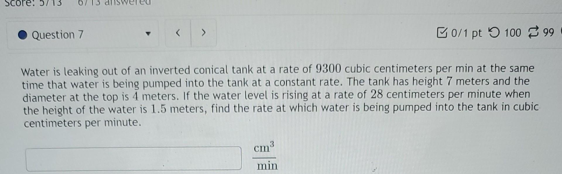 Solved Water is leaking out of an inverted conical tank at a