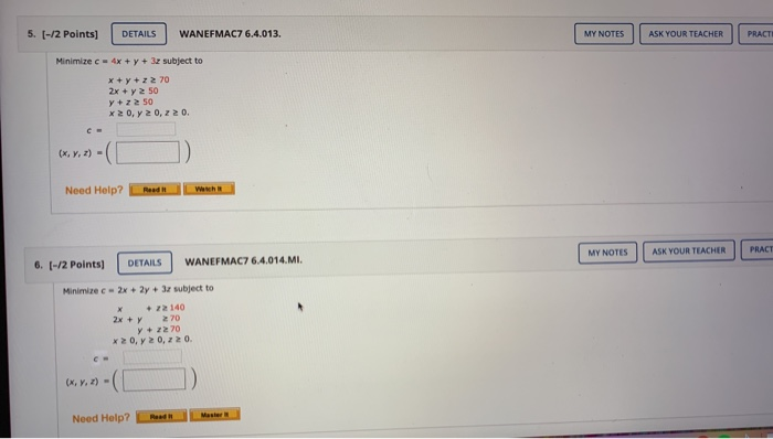 Solved 5. (-/2 Points] DETAILS WANEFMAC7 6.4.013. MY NOTES | Chegg.com