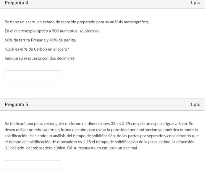 Pregunta 4 1 pts Se tiene un acero en estado de recocido preparado para su análisis metalográfico, En el microscopio optico a