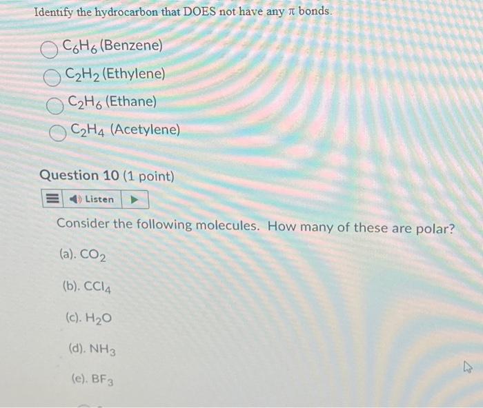 Solved Identify the hydrocarbon that DOES not have any Chegg